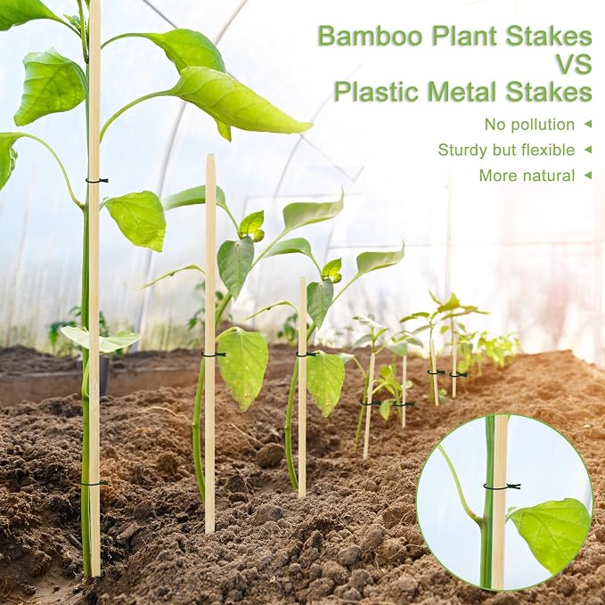 40 PCS Bamboo Plant Stakes 18 Inch, Wood Plant Support - Image 2