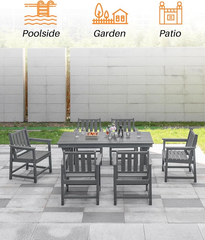 Patio Dining Chair Set of 2, HDPE Outdoor Dining Chair, Ergonomic HDPE Dining - Image 7