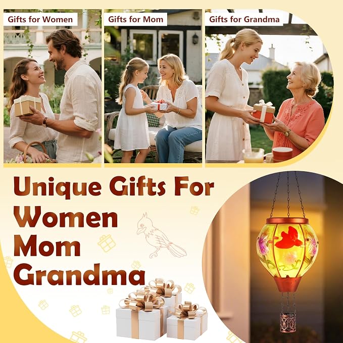 Cardinal Solar Hot Air Balloon Lantern, Outdoor Decor - Image 5