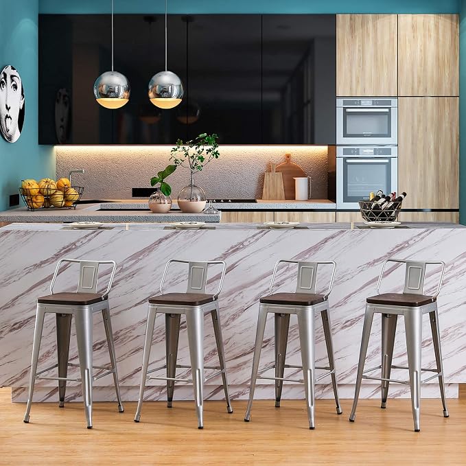 Changjie Furniture 24 Inch Bar Stools Set of 4 Industrial Metal Barstools - Image 7