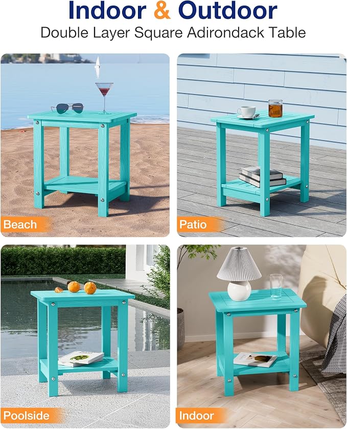 YEFU Outdoor Side Table for Patio: 16" HIPS Weather - Image 7