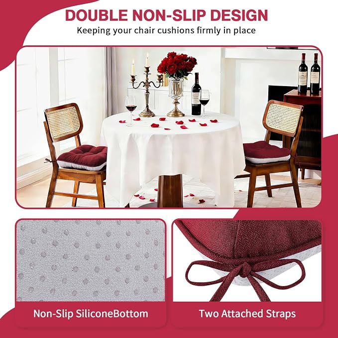 BETU Chair Cushions for Dining Chairs Set of 2, 3.5" Thick Kitchen Table Chair - Image 2
