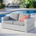 Modway Convene Wicker Rattan Outdoor Patio Loveseat in Light Gray Gray by Modway