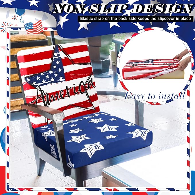 Newwiee 8Pcs Patio Cushion Covers Stretch Outdoor Cushion Cover Replacement - Image 4