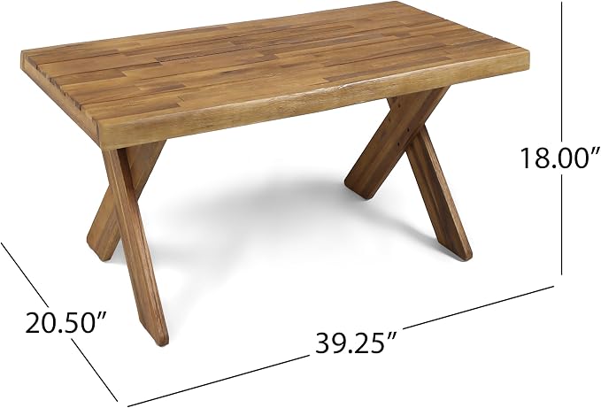 Christopher Knight Home Irene Outdoor Acacia Wood Coffee Table, Sandblast Teak - Image 3