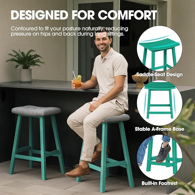 Ciokea 2 Set 29" Outdoor Bar Stools - Image 4
