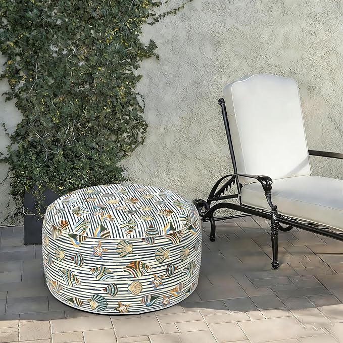 LVTXIII Indoor/Outdoor Extra Large Inflatable Ottoman Pouf D31 x H14 Inch - Image 2