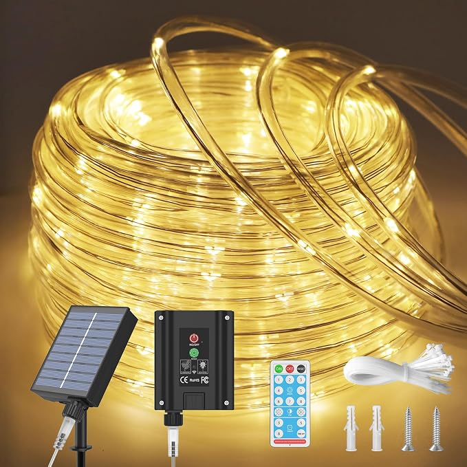 ICRGB Solar Rope Lights Outdoor, 66FT 200LED Christmas Fairy Light - Image 9