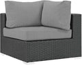 Modway Sojourn Wicker Rattan Outdoor Patio Sunbrella Fabric Corner in Canvas by Modway