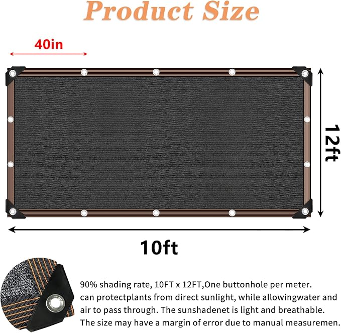 Garden Shade Cloth, 80%-90% Resistant Sun Shade Neting Mesh Tarp - Image 2