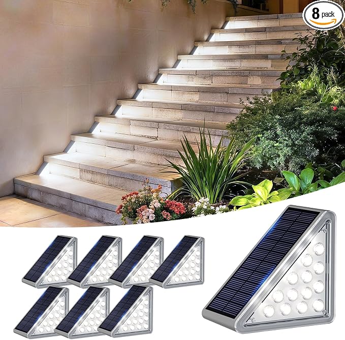 Grey Solar Step Light Outdoor Stair Lights, Deck Lights Outdoor Powered IP65 by JEJOT