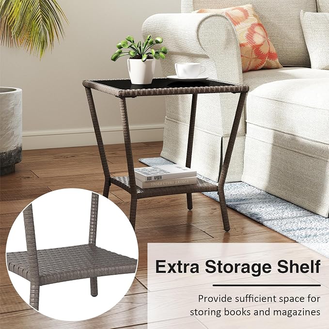 Kinfant Rattan Patio Side Table - Image 5