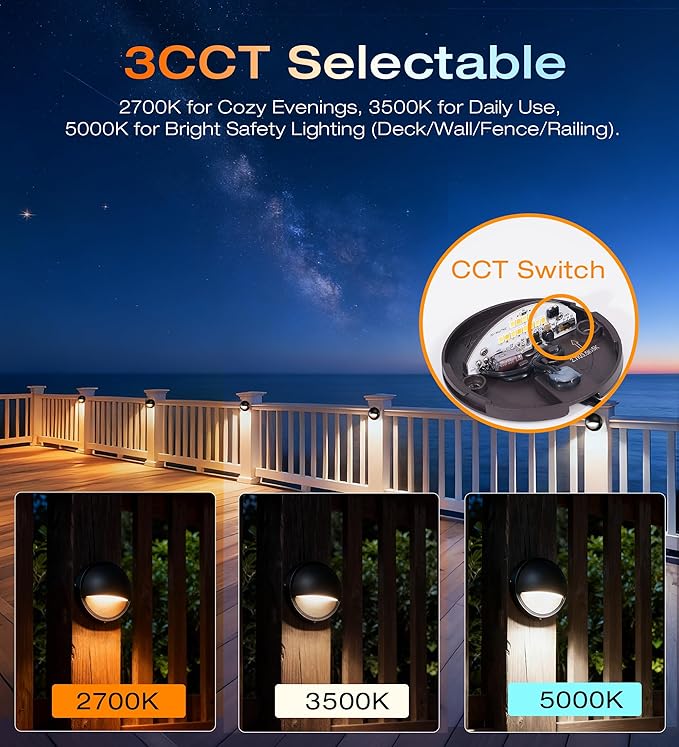 CLOUDY BAY 3CCT Low Voltage LED Deck Lights Outdoor, 2700K/3500K/5000K - Image 4