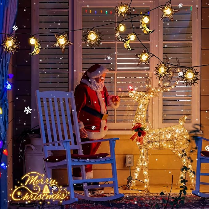 Beautyard Solar String Lights Outdoor Star Moon Sun 13Ft 153In Led Solar - Image 5