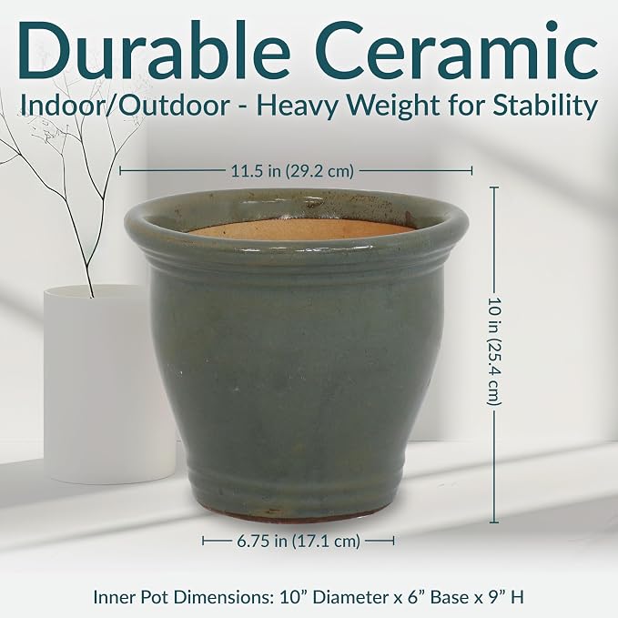Sunnydaze Round Ceramic Planter - Image 5