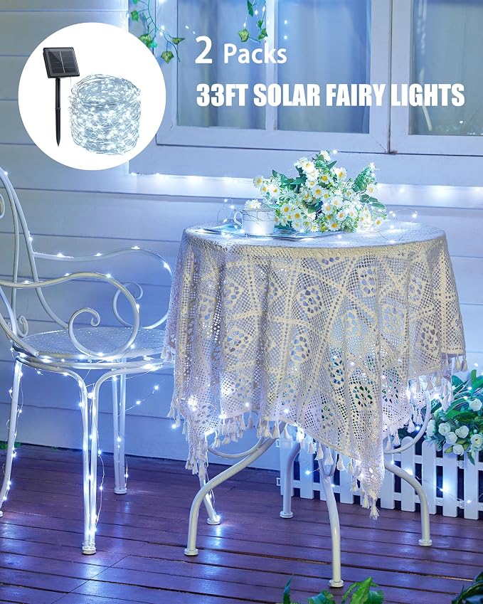Minetom Solar String Lights, 2 Packs Total 66Ft 200 LED Solar Fairy Lights - Image 5