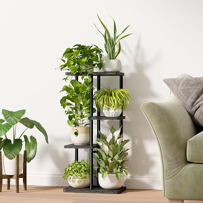 Bamworld Corner Plant Stand Indoor, 4 Tier Metal Plant Shelf - Image 3