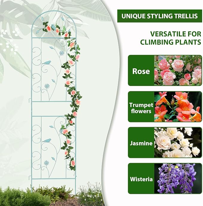 Metal Garden Trellis for Climbing Plants, 86.5" x 19.7" Metal Plant Trellis - Image 2