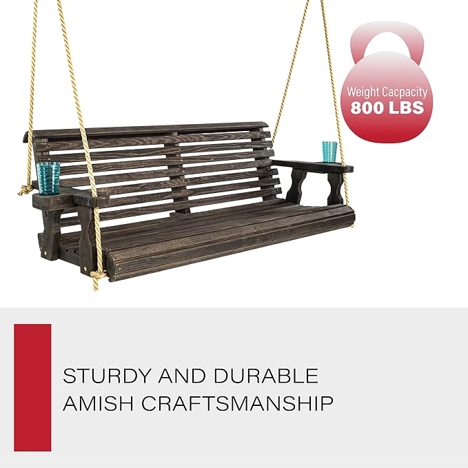 Amish Casual Heavy Duty 800 Lb Roll Back Treated Porch Swing - Image 4