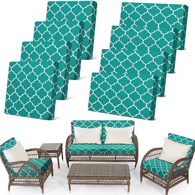 Newwiee 8 Pcs Stretch Patio Outdoor Cushion Covers Waterproof Replacement Sofa by Newwiee