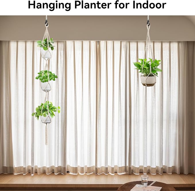USLAI Macrame Plant Hanger Indoor Outdoor, Fits 4 to 15 Inch Pots, Strong - Image 4