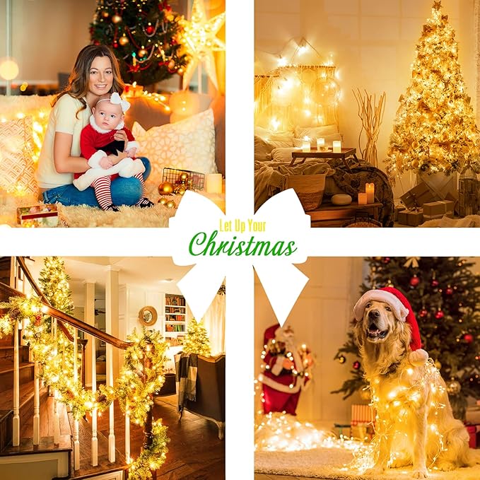 JMEXSUSS 150 LED Christmas Lights Indoor Plug in, Connectable Warm White - Image 5