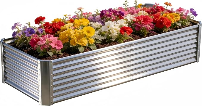 Galvanized Raised Garden Bed Kit Outdoor Patio, Deep Root Box Planter by Tegarbed