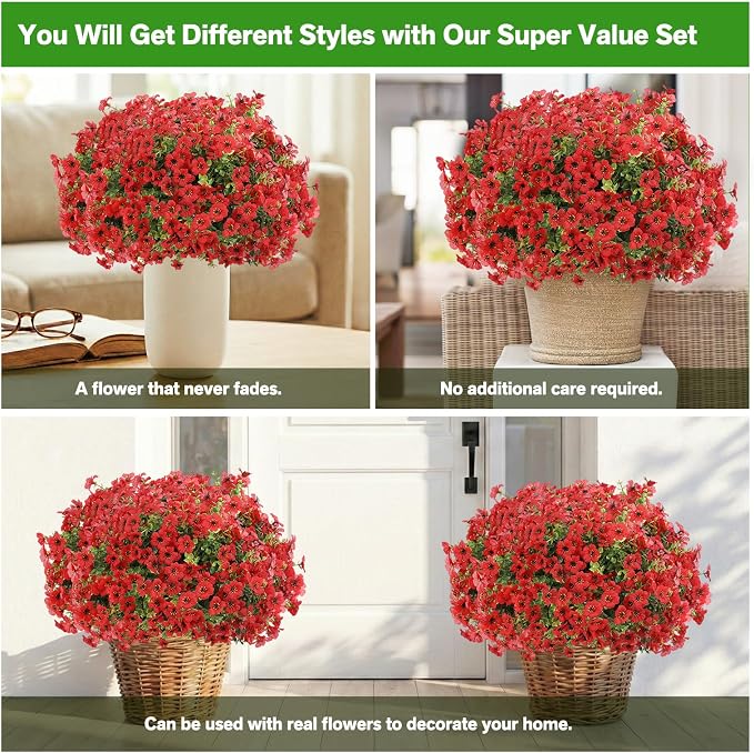 Artificial Flowers for Outdoor, Silk Flowers No Fade Fake Plastic Flowers UV - Image 5