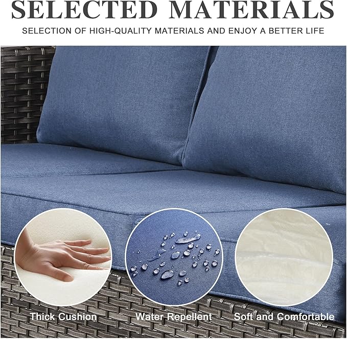 Belord 6 Piece Outdoor Furniture Patio Wicker Sofa Set, Oversize Outdoor Swivel - Image 9
