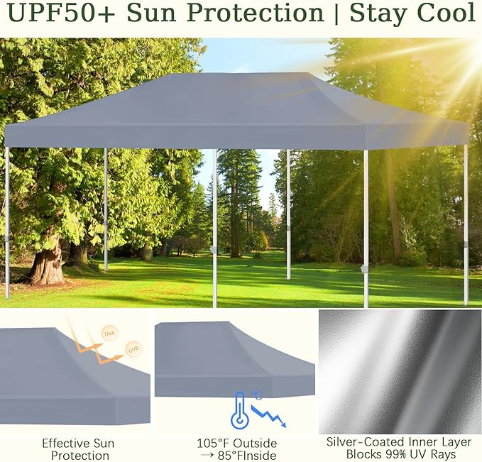 LIUJIAYI Pop Up Canopy Replacement Top, 10x20 Heavy Duty 500D UV Protection - Image 3