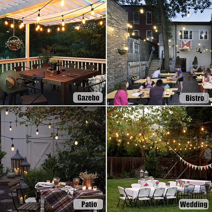 Achin Outdoor String Lights 48FT Dimmable Warm 2200K LED Patio Lights Outdoor - Image 7