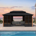 PURPLE LEAF 12' X 18' Patio Hardtop Gazebo Double Top Galvanized Steel Screen by PURPLELEAF