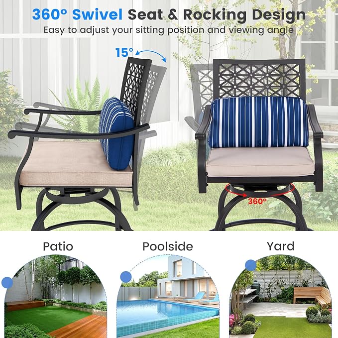 Giantex Outdoor Bar Stools Set of 4, Metal Patio Bar Chairs - Image 7