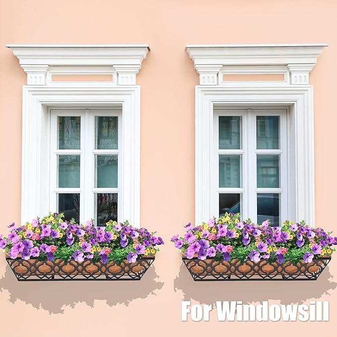2pcs 24 Inch Window Deck with Coco Liner, Metal Hanging Flower Planter Window - Image 3