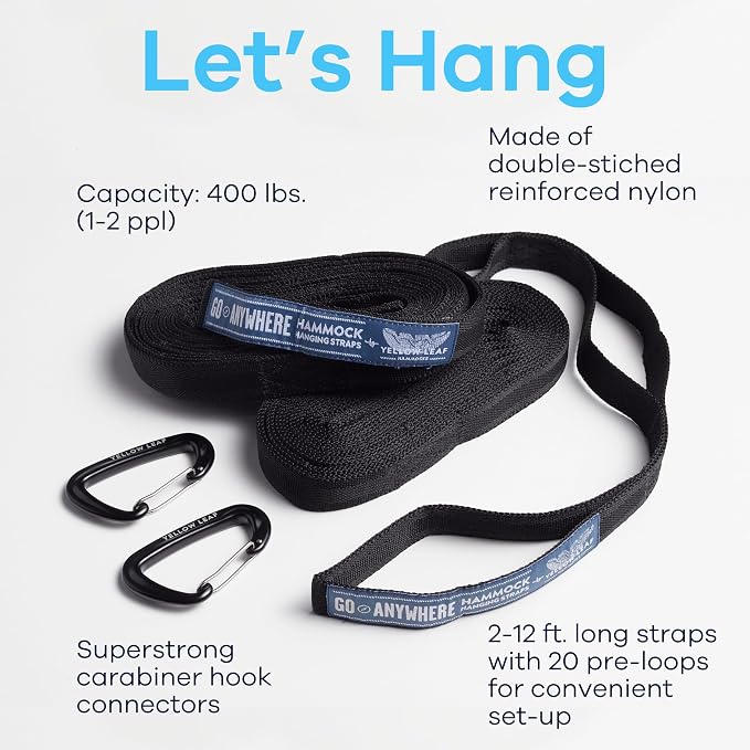 Go Anywhere Hammock Straps by Yellow Leaf Hammocks -Set of Two Nylon Straps - Image 2