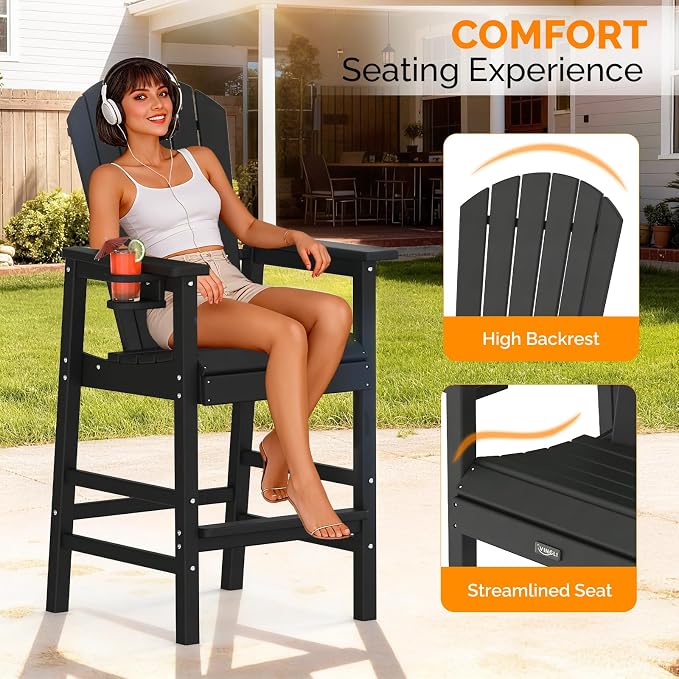 VINGLI Tall Adirondack Chairs Set of 2, All-Weather Plastic Adirondack Chair - Image 5