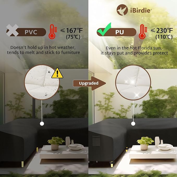 iBirdie Outdoor Sectional Cover fit 105" x 105", Waterproof Weatherproof 600D - Image 4