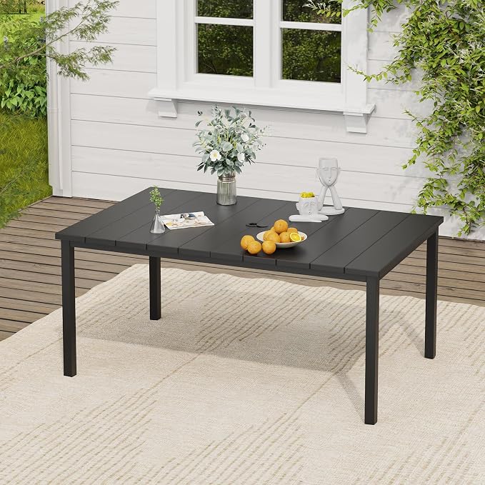 VICLLAX Outdoor Table for 6, Metal Patio Dining Table by HOME