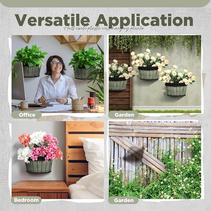 Layhit 6 Pcs Wall Hanging Planters Outdoor Pot Planter Wine Barrel Planter - Image 5