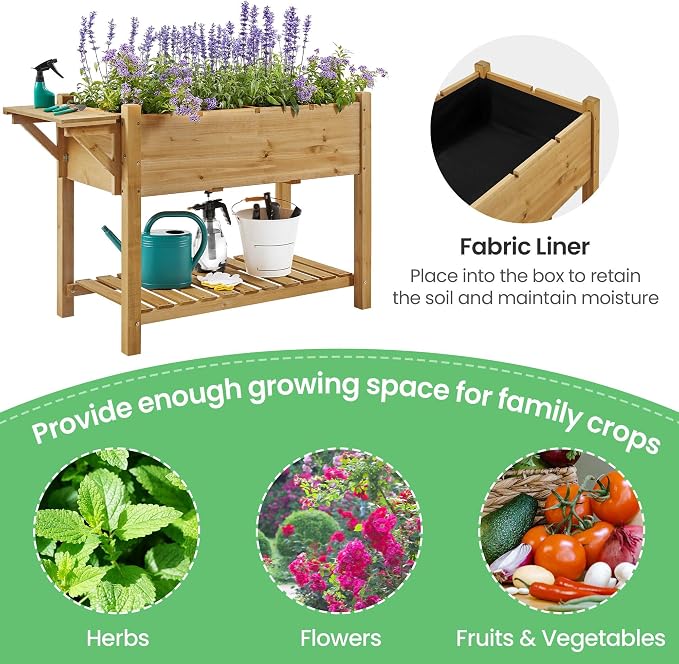 Yaheetech 49x22x32in 8 Pockets Horticulture Raised Garden Bed Elevated Wood - Image 6