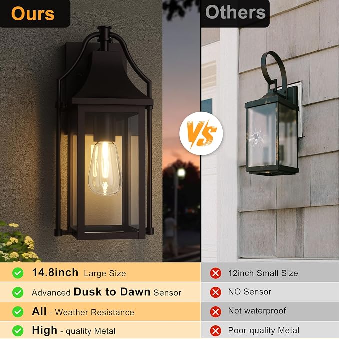 Dusk to Dawn Outdoor Wall Light, Waterproof Wall Sconces, Exterior Wall Mount - Image 4