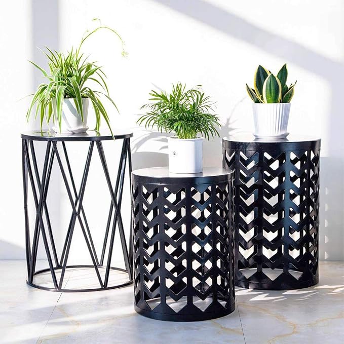 Y&M Set of 3 Metal Round Coffee Accent Table, Side Table End Table by YM