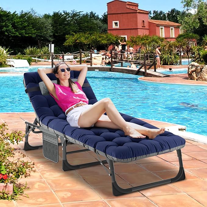 DoCred Heavy Duty Chaise Lounge Chair, Adjustable 5-Position Folding Chaise - Image 9