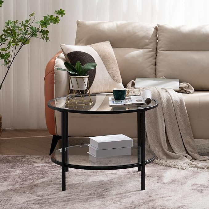 VINGLI 25.6" Round Black Coffee Tables - Image 8