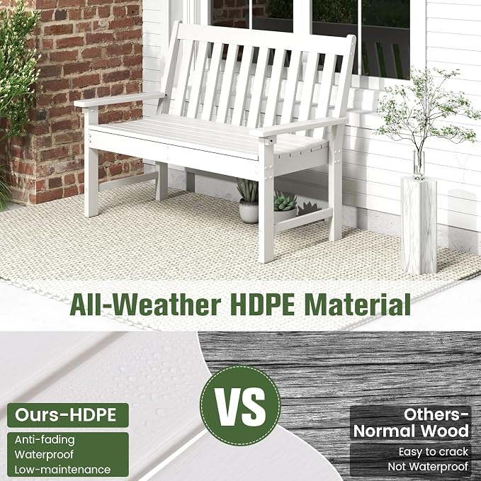 Tangkula HDPE Outdoor Garden Bench - Image 5