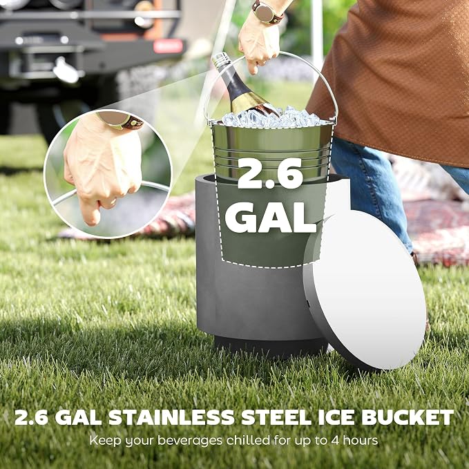HOMCOM 2.6 Gal Outdoor Cooler Side Table, 3-in-1 Cool Coffee Table - Image 5