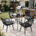 ECOTOUGE 5 Piece Patio Dining Set, Wicker Outdoor Furniture Set w/Glass Table by ECOTOUGE