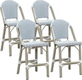 PURPLE LEAF Outdoor Counter Height Bar Stools Set of 4 26'' French Bar Height by PURPLELEAF