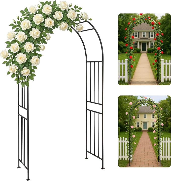 IDZO 86in Metal Garden Arbor Arch, Sturdy & Durable Trellis by Idzo