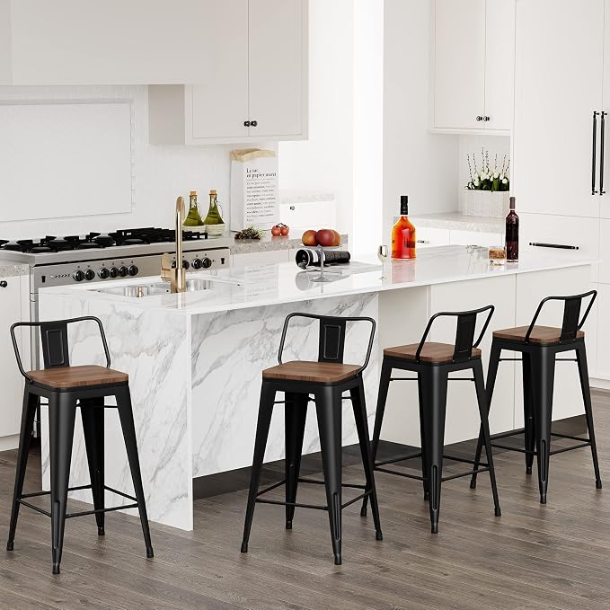 Changjie Furniture 24 Inch Bar Stools Set of 4 Industrial Metal Barstools - Image 7
